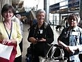 Pilgrims Cathie Alexander (left), Tina McCann and Altonette Stone arrive at Ben Gurion International Airport in Tel Aviv for Paulist pilgrmage to the Holy Land.