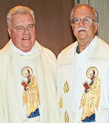 Father John F. Duffy, CSP, outgoing president of the Paulists and Father Michael B. McGarry, CSP, current Paulist president celebrated 35 years of Paulist priesthood with a Mass at the Trinity University chapel May 16, 2010.