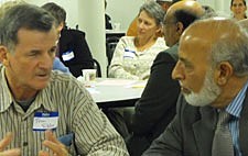 Tom Sibley and Dr. Cahulam M. Malix participate in the dialogue at the Fear and Trembling event held to bring about a better understanding of Islam among Christians.