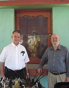 Tom Garrett (left) and Father John Behnke, CSP, on Ash Wednesday 2010 in Port Blair, India.