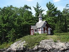 The chapel on Hecker Island on Lake George in upstate New York.