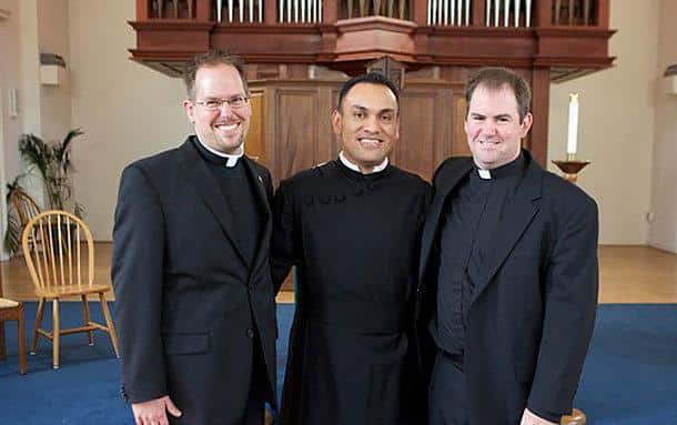 The new Paulist deacons (from left): Revs. Messrs. Richard R. Andre, CSP; Rene I. Constanza, CSP; Thomas C. Gibbons, CSP.