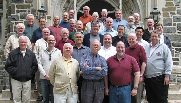The delegates of the 2010 Paulist General Assembly. In the first row are vice president Father John Foley, CSP (left); president Father Michael B. McGarry, CSP; and first consultor Father Larry Rice, CSP.