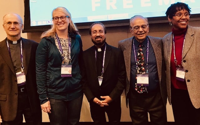 “Engaging in Religious Pluralism: Opportunities and Challenges” panelists (L to R): Fr. Thomas Ryan, Jessica Moss, Fr. Joseph Varghese, Shiv Talwar, April Bolin